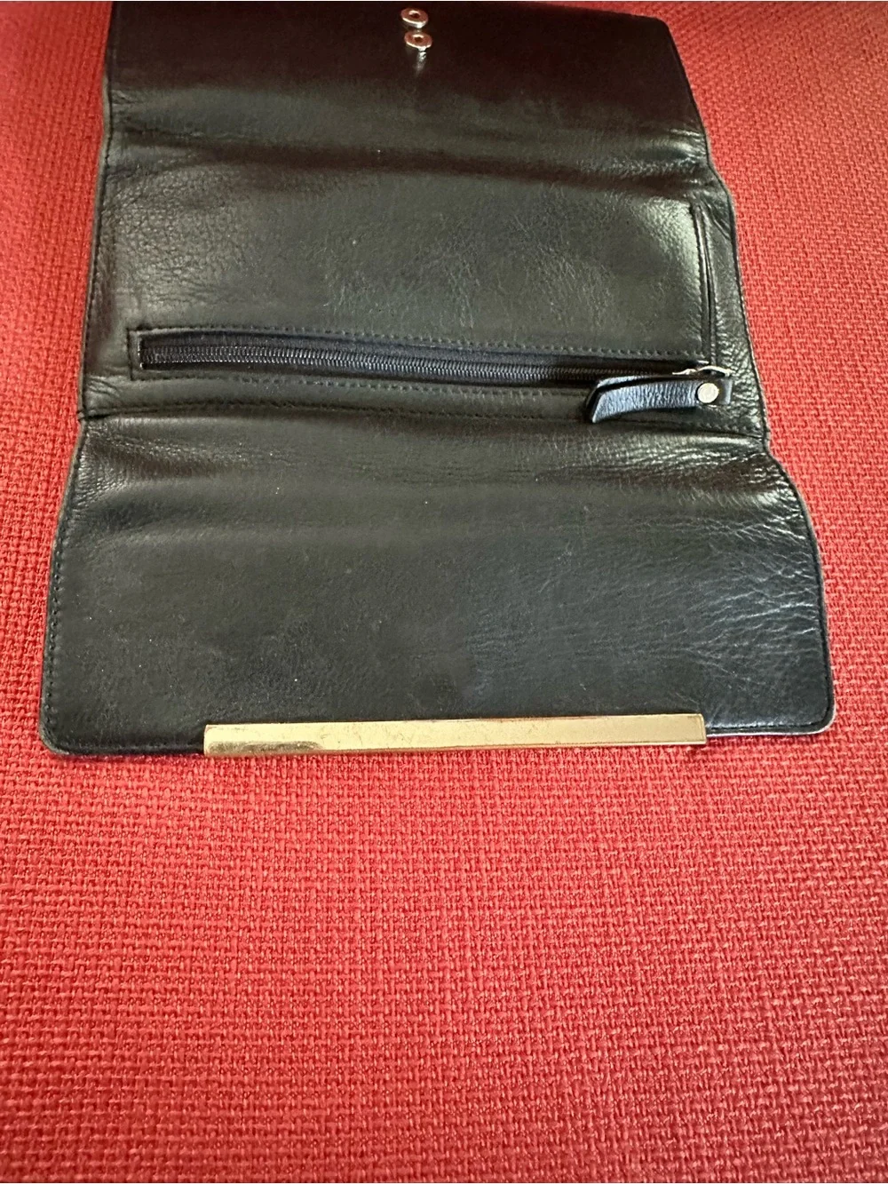 Banana Republic Black Leather Wallet with Gold Bar